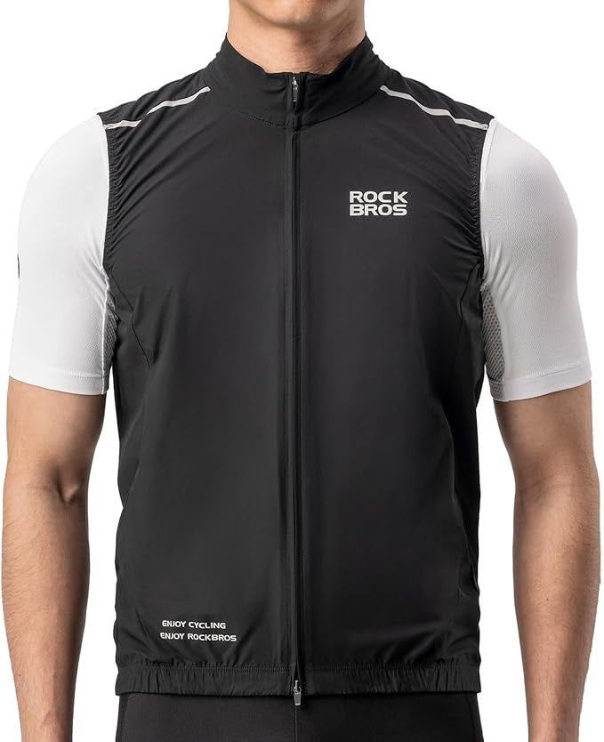 ROCKBROS vindvest cykelsportsvest vindtæt advarselsvest cykel ærmeløs jakke vandafvisende softshell vest