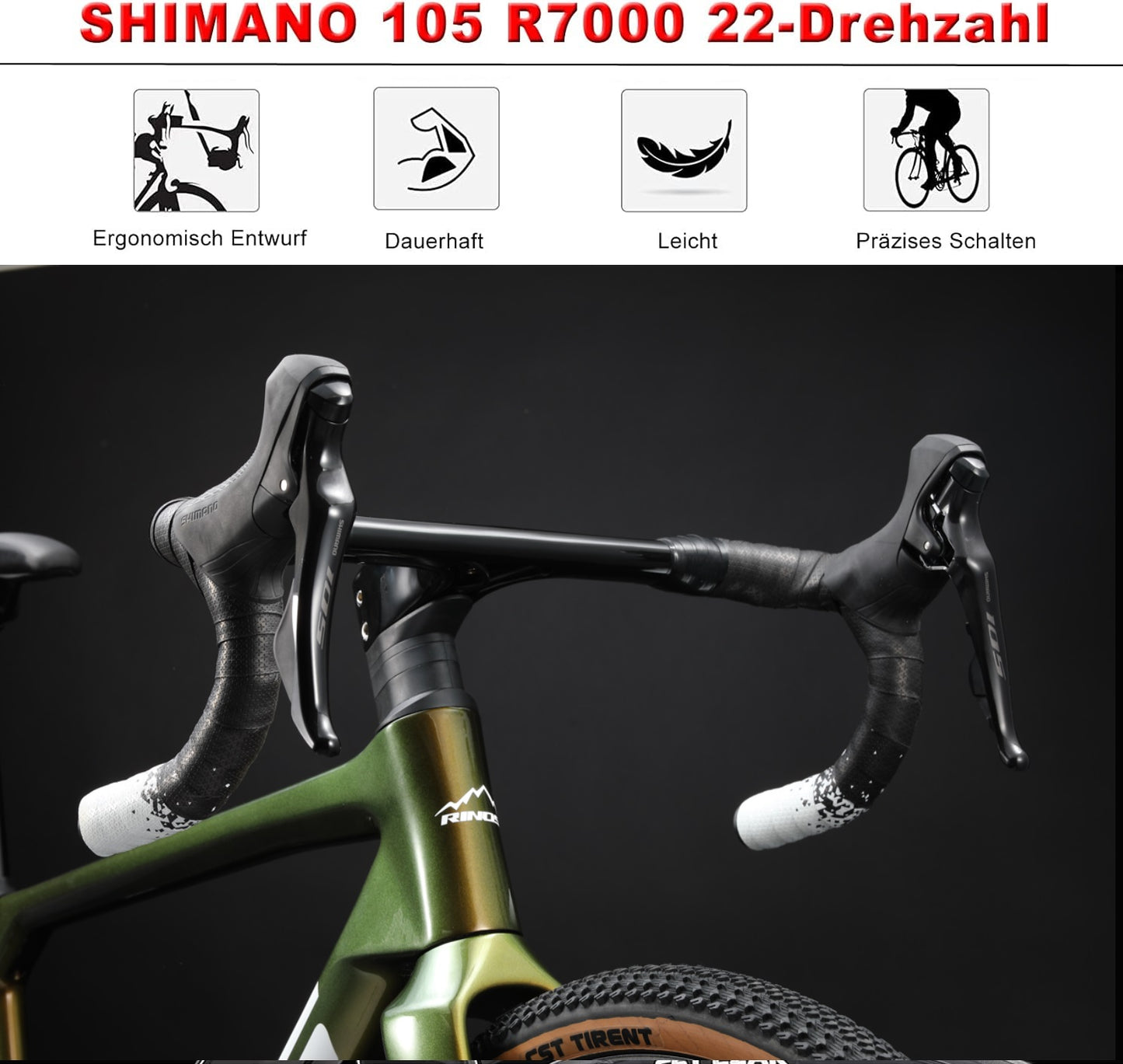 RINOS carbon landevejscykel 700C Shimano 105 R7000 22 gear Odin3.0