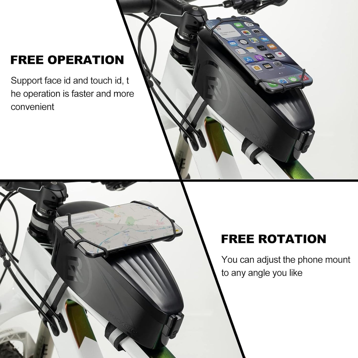 ROCKBROS cykeltaske steltaske med mobiltelefonholder til 4-6,5 tommer mobiltelefon