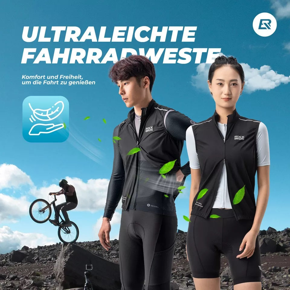 ROCKBROS vindvest cykelsportsvest vindtæt advarselsvest cykel ærmeløs jakke vandafvisende softshell vest