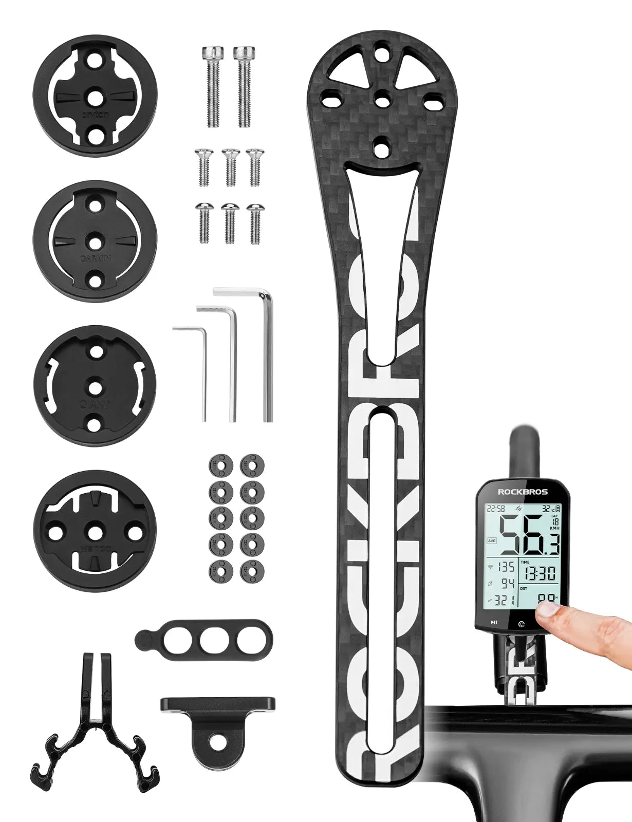 ROCKBROS Cykelcomputer GPS Mount Cykellysadapter GoPro Carbon Fiber