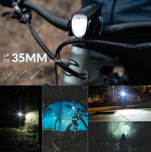 ROCKBROS cykel lys sæt 200M belysning StVZO baglygte LED IPX5