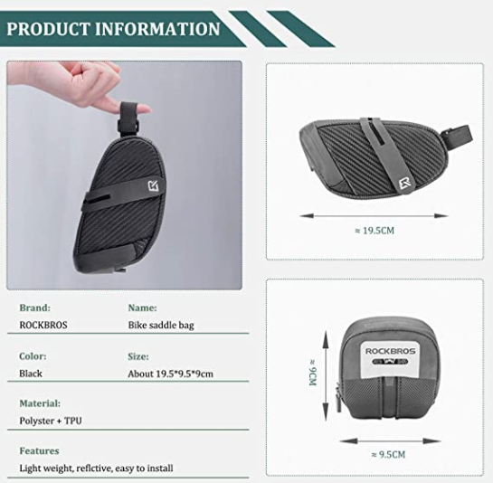 ROCKBROS B74 Sadeltasker med baglygteholder Cykelsædetaske Sort