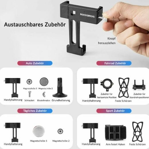 ROCKBROS mobiltelefonholder Multifunktionel magnetisk mobiltelefonholder Universal