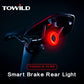 TOWILD cykelbaglygte med automatisk bremsesensor USB genopladelig Vandtæt IPX7 3 sikkerhedstilstande Ultralys for sikker natkørsel